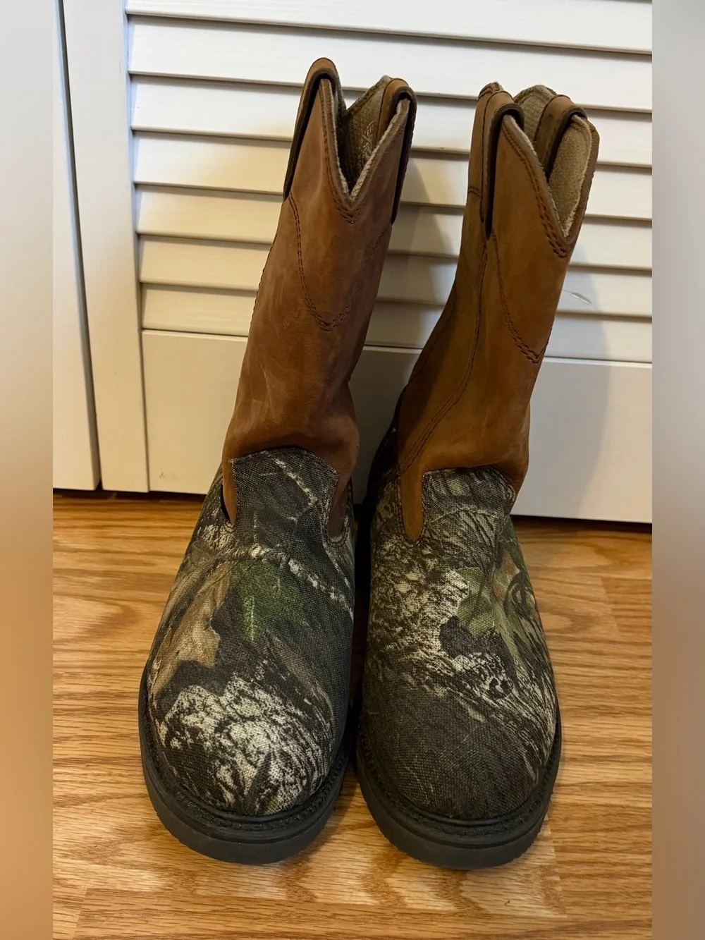 Justin Gore-Tex Waterproof Camo Pull On Hunting Boots Men’s Size 8D Leather USA